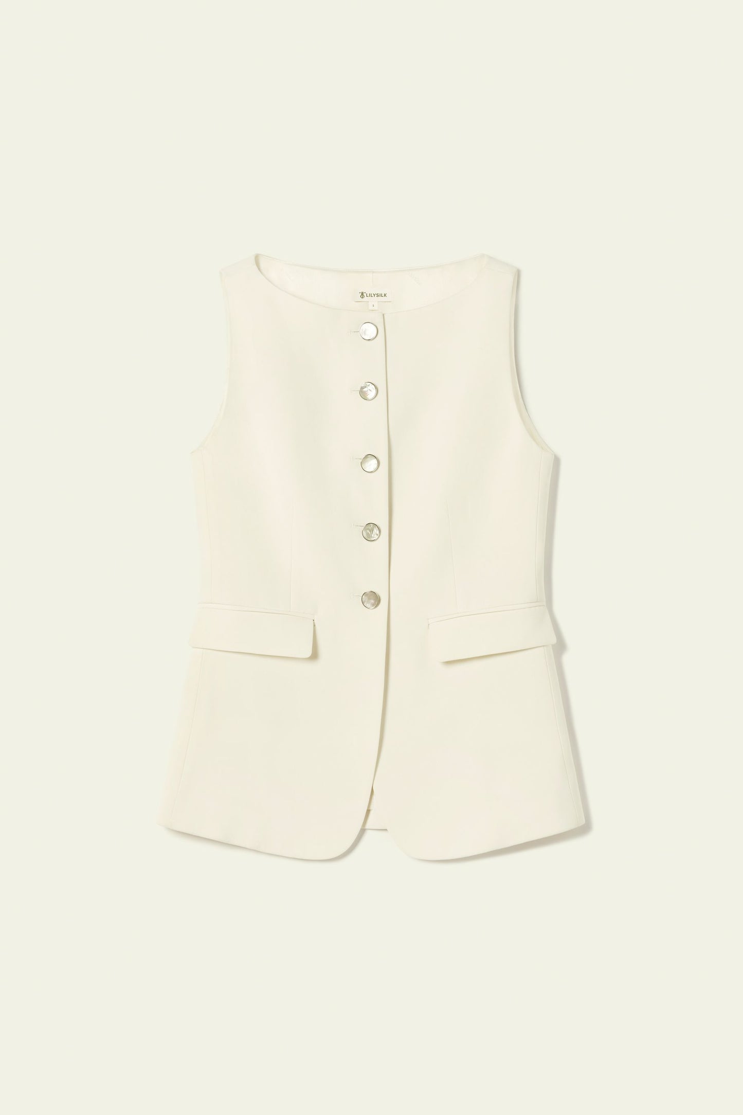 Gilet en soie sans manches boutonné
