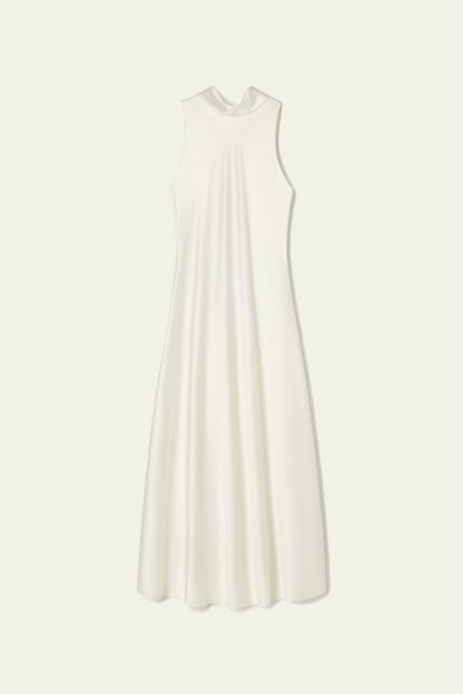 Robe midi sans manches avec col papillon.