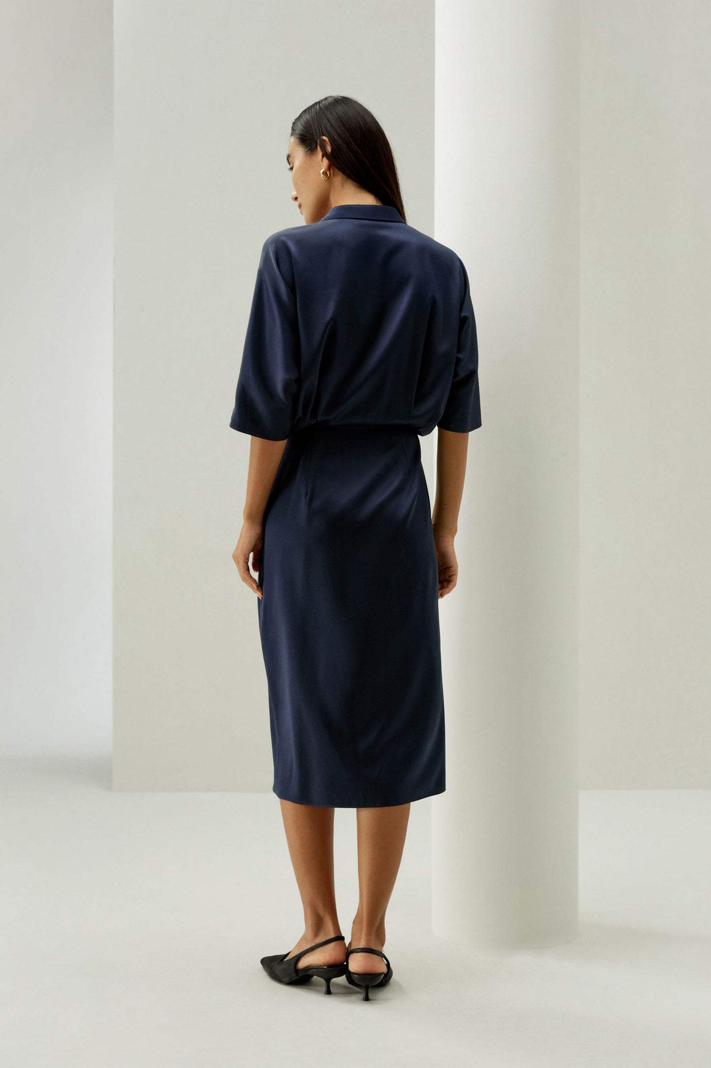Robe portefeuille à manches mi-longues