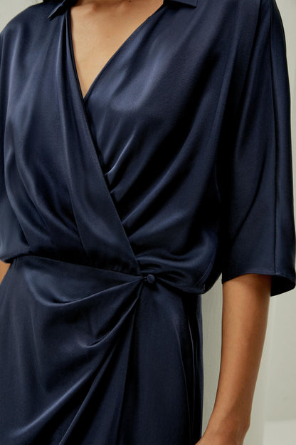 Robe portefeuille à manches mi-longues